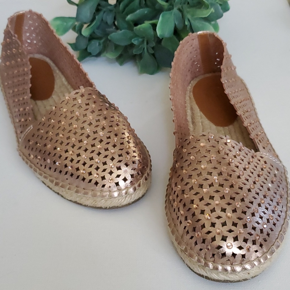 Lazer Cut Jeweled Rose Gold Espradrilles
